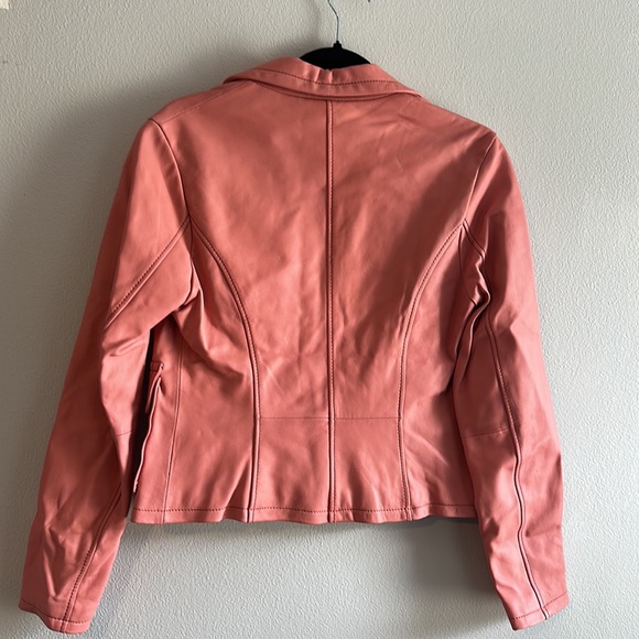 Wilsons Leather 100% Genuine Leather Pink Button Jacket with Pockets - Picture 4 of 11